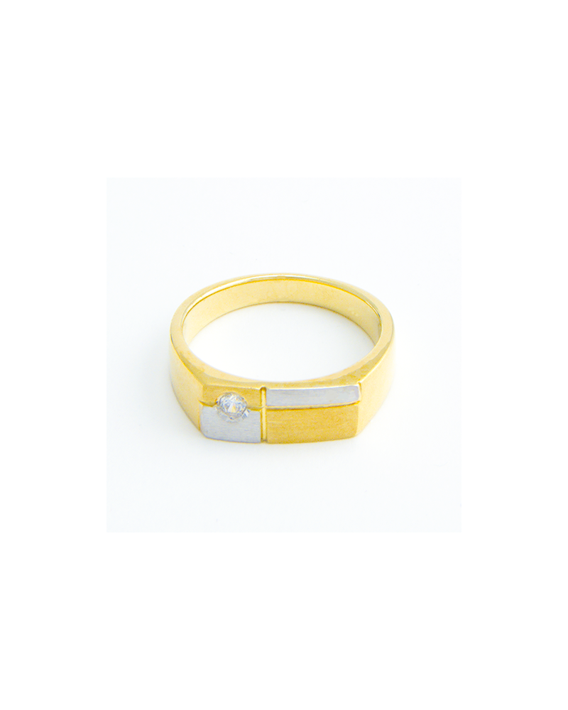 ANILLO PARA HOMBRE CON DIAMANTE ORO AMARILLO Y ORO BLANCO