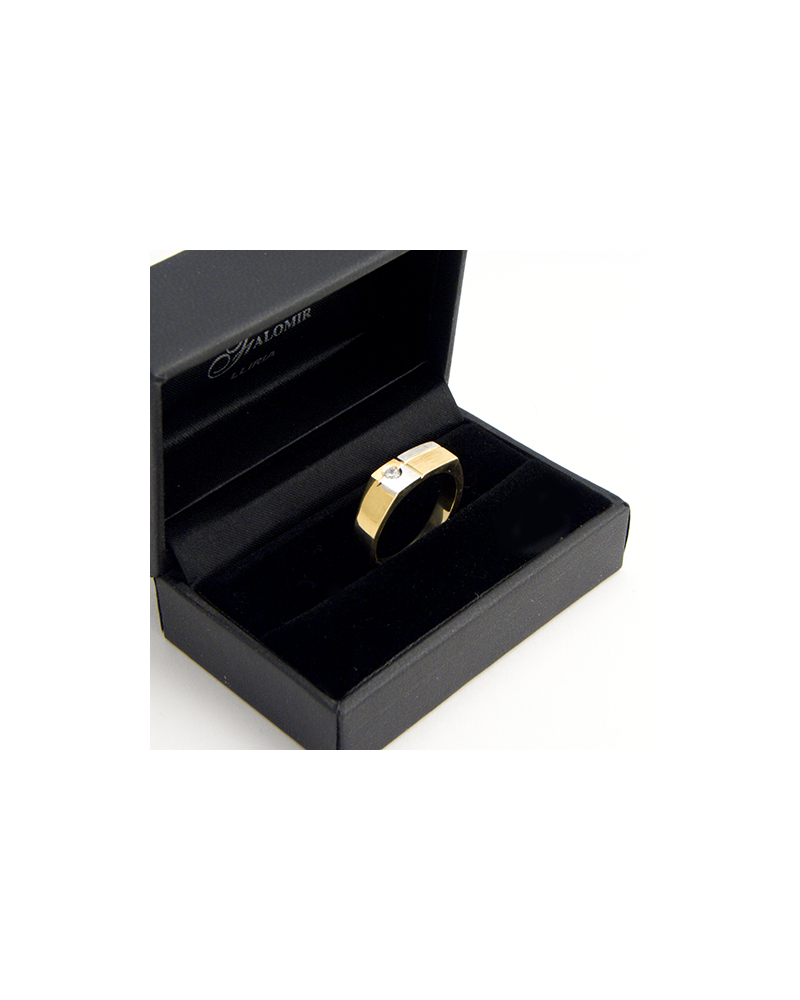 ANILLO HOMBRE CON DIAMANTE ORO AMARILLO Y ORO BLANCO