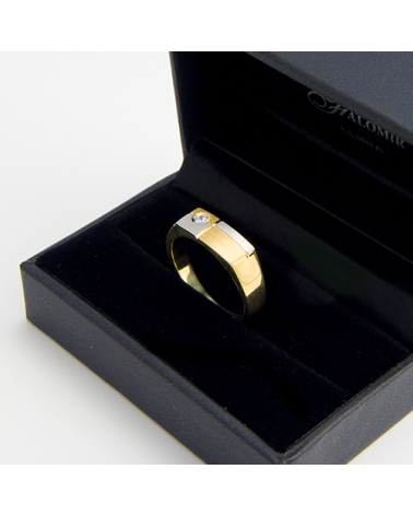 ANILLO PARA HOMBRE CON DIAMANTE ORO AMARILLO Y ORO BLANCO