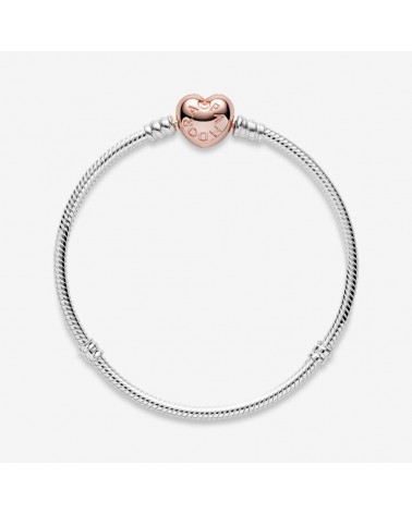 PULSERA PANDORA CIERRE CORAZÓN ROSA