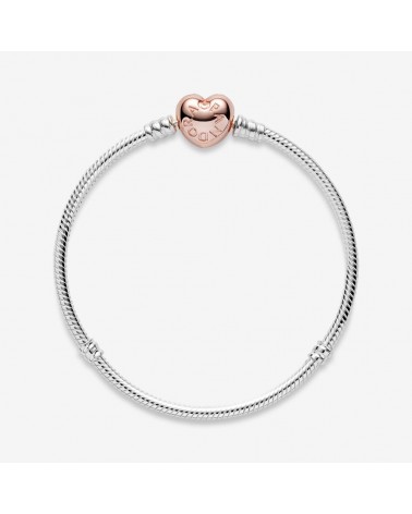 PULSERA PANDORA CIERRE CORAZÓN ROSA