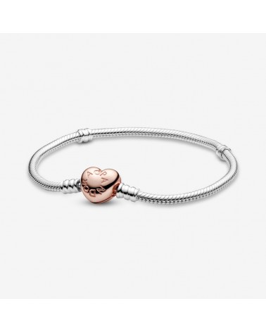 PULSERA PANDORA CIERRE CORAZÓN ROSA