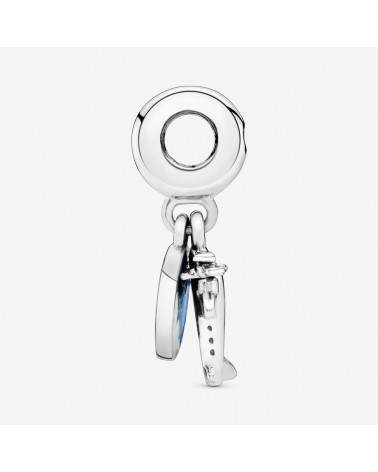 Charm Pandora colgante avioneta con esmalte azul y grabado «to travel is to live» 798027CZ