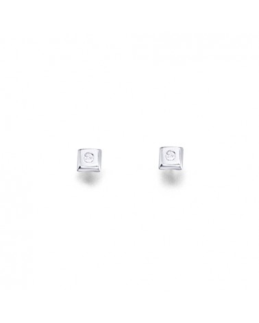 PENDIENTES DE ORO BLANCO Y DIAMANTES CUADRADOS PEQUEÑOS