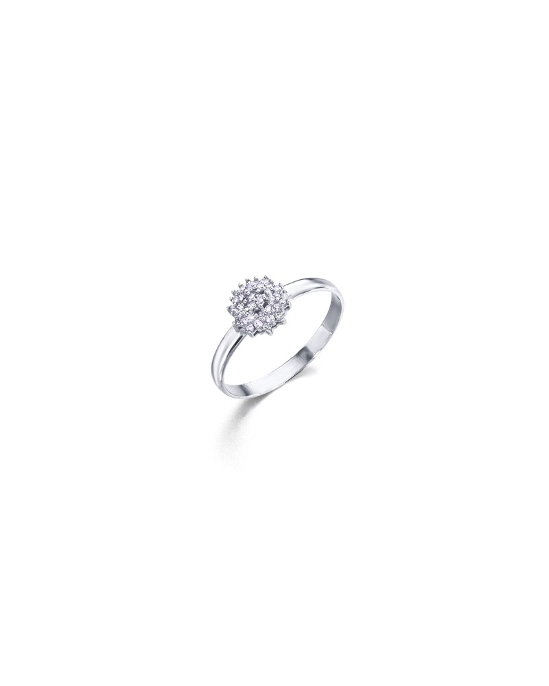 ANILLO ORO BLANCO Y DIAMANTES EN ROSETON FLOR