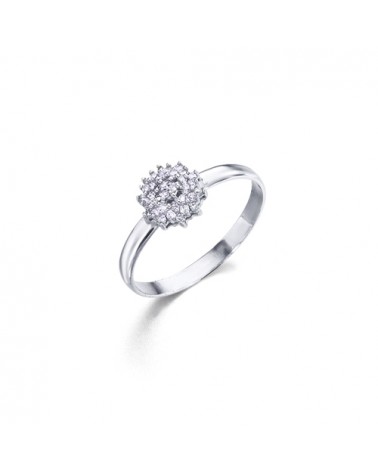 ANILLO ORO BLANCO Y DIAMANTES EN ROSETON FLOR