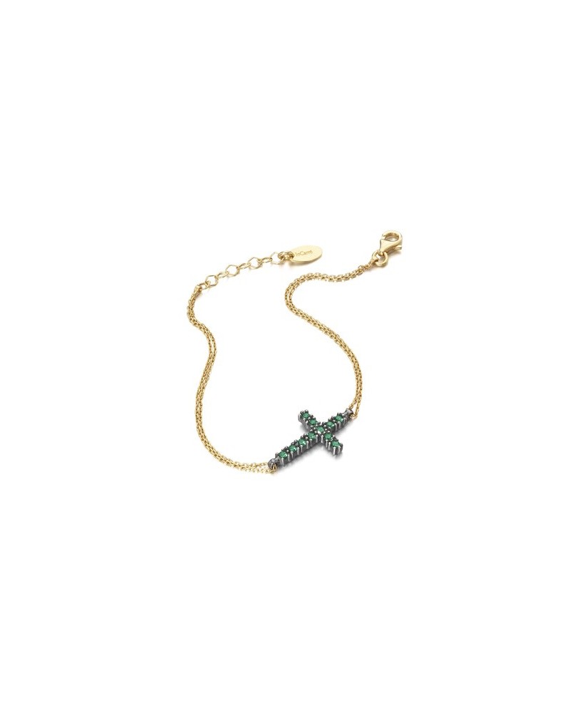 JOYERIA ONLINE PULSERA PLATA CRUZ VERDE