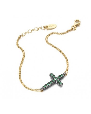 JOYERIA ONLINE PULSERA PLATA CRUZ VERDE