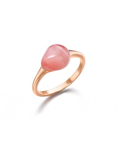 ANILLO DE PLATA GOMINOLA ROSA MALVA BAÑADA EN ORO