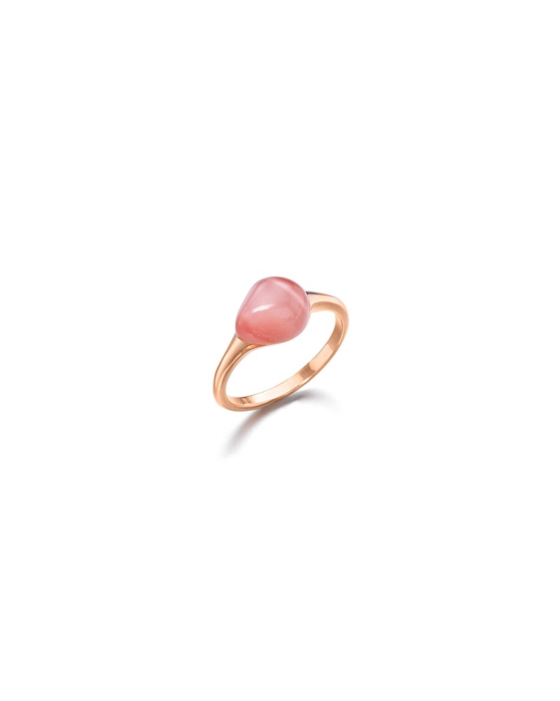 ANILLO DE PLATA GOMINOLA ROSA MALVA BAÑADA EN ORO