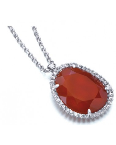 JOYERIA ONLINE COLGANTE DIAMANTES PIEDRA ROJA PLATA