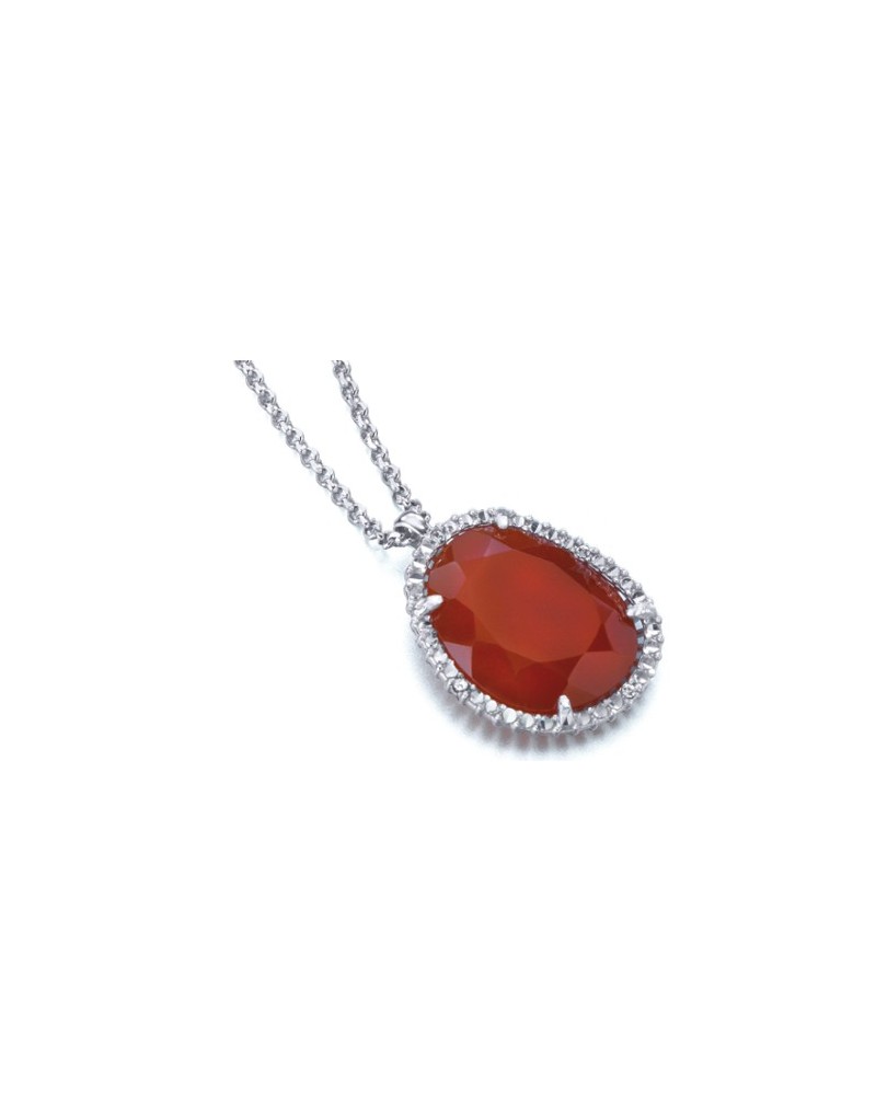 JOYERIA ONLINE COLGANTE DIAMANTES PIEDRA ROJA PLATA