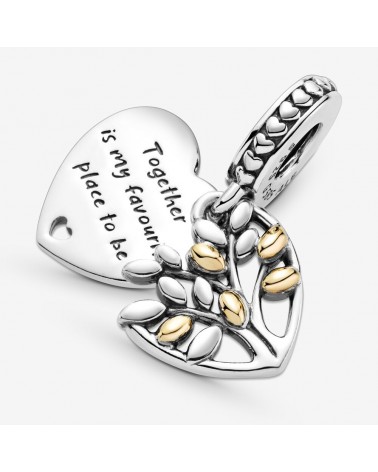 Charm colgante Pandora corazón árbol genealógico en dos tonos 799161C00
