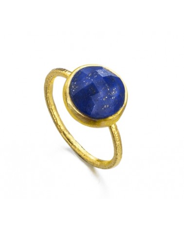 ANILLO DE PLATA CON PIEDRA AZUL REDONDA  LA063ZA