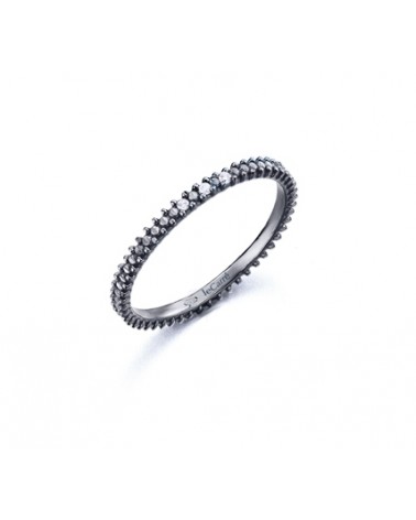 ANILLO DE PLATA FINO NEGRO CON DIAMANTES