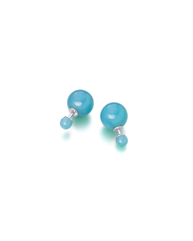 PENDIENTES BOLA AZUL DOBLE 