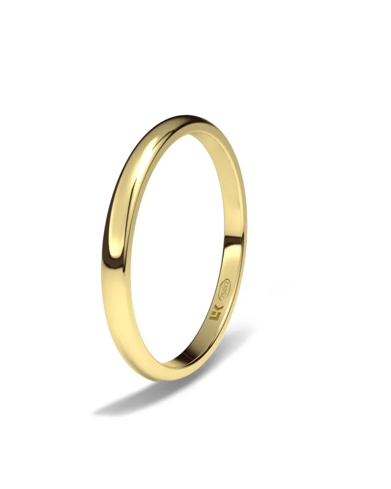 Alianza de boda oro amarillo 18k 2mm media caña brillo