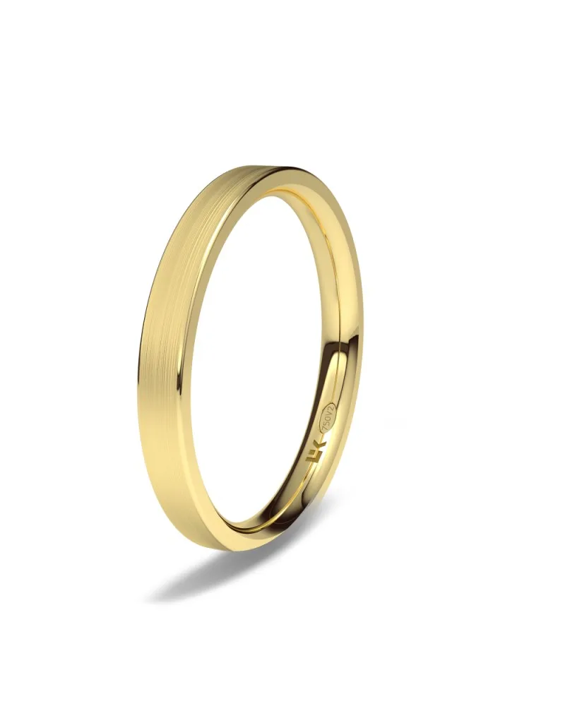 Alianza de boda oro amarillo 18k 2,5mm forma D seda