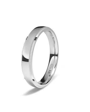 Alianza de boda oro blanco 18k 3,5 mm almendra brillo