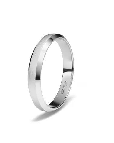 Alianza de boda oro blanco 18k 3,5mm trapezoidal seda