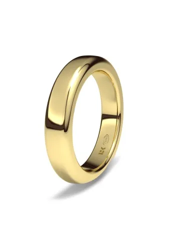 Alianza de boda oro amarillo 18k 4mm semi-rectangular brillo
