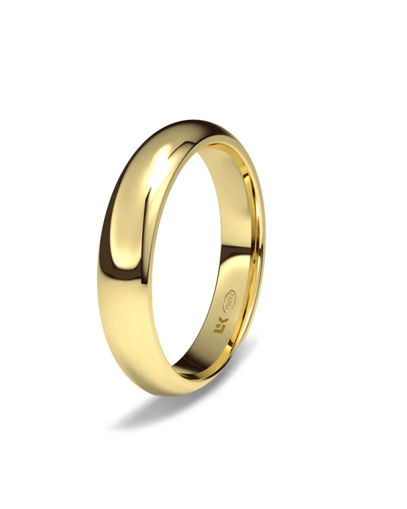 Alianza de boda oro amarillo 18k 4mm media caña brillo