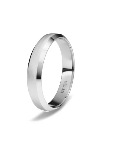 Alianza de boda oro blanco 18k 4mm trapezoidal seda