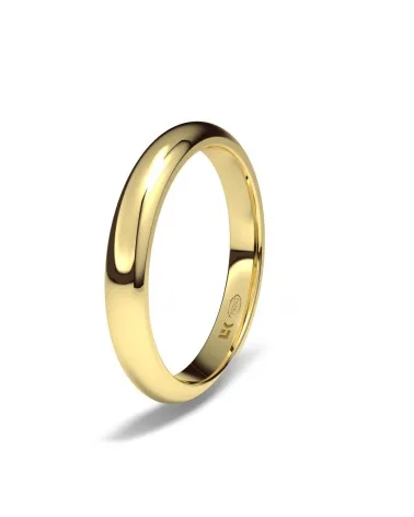 Alianza de boda oro amarillo 18k 3mm media caña brillo