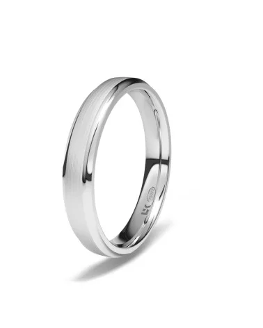 Alianza de boda oro blanco 18k 3,5 mm semi-plano sedosa