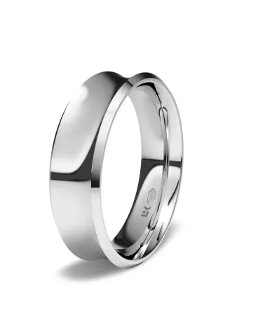 Alianza de boda oro blanco 18k 6mm cóncava brillo