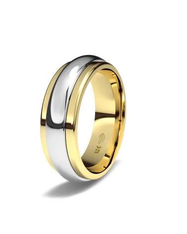 Alianza de boda oro tricolor 18k 6mm giratoria brillo