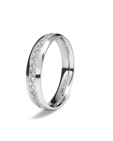 Alianza de boda oro blanco 18k 4 mm almendra con 15 diamantes