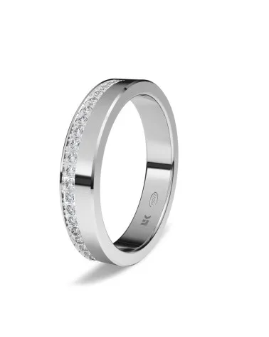 Alianza de boda oro blanco 18k 4mm rectangular brillo