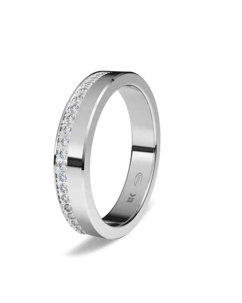 Alianza de boda oro blanco 18k 4mm rectangular brillo