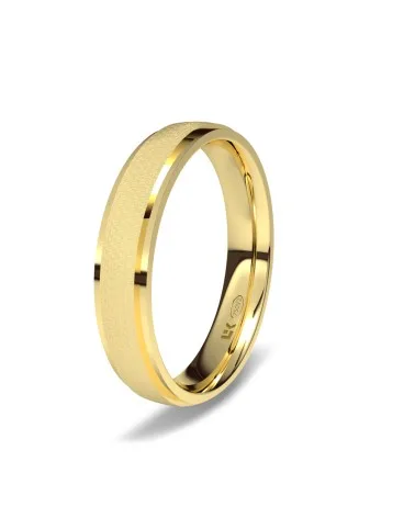 Alianza de boda oro amarillo 18k 4 mm semiplana con bisel