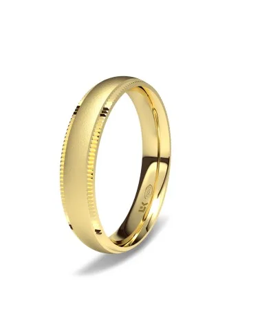Alianza de boda oro amarillo 18k 4mm almendra diamantado
