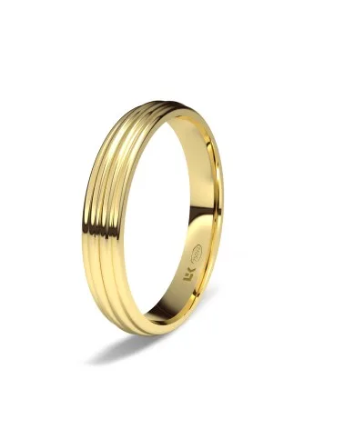 Alianza de boda oro amarillo 18k 3,5 mm media caña estriada
