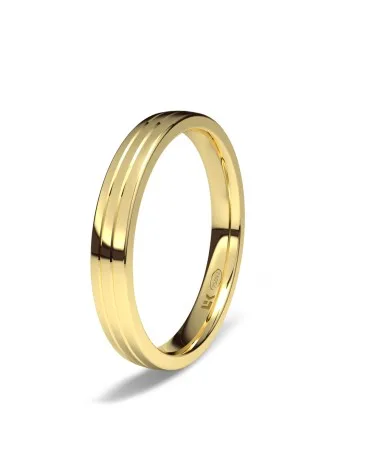 Alianza de boda oro amarillo 18k 3mm semi-plano brillo