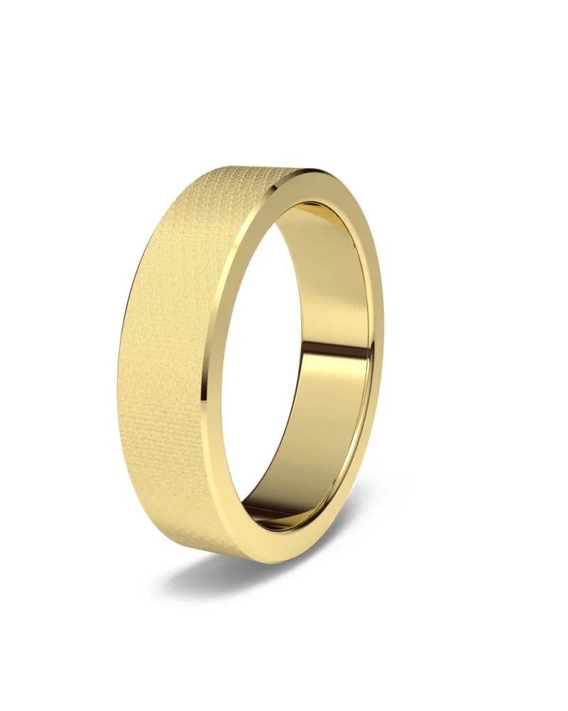 Alianza de boda oro amarillo 18k 5mm rectangular grueso