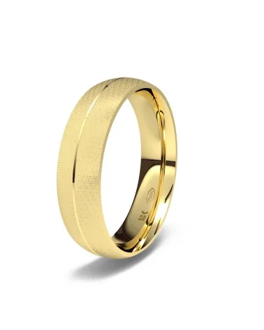 Alianza de boda oro amarillo 18k 5mm almendra bicolor grueso