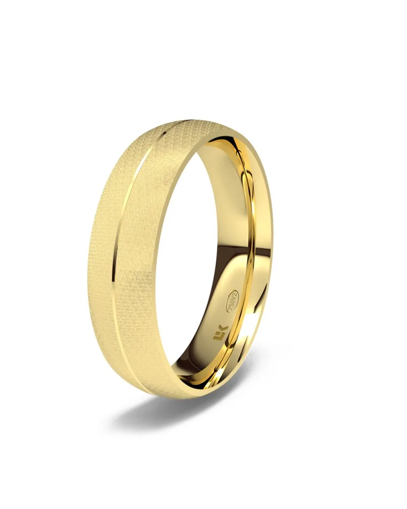 Alianza de boda oro amarillo 18k 5mm almendra bicolor grueso
