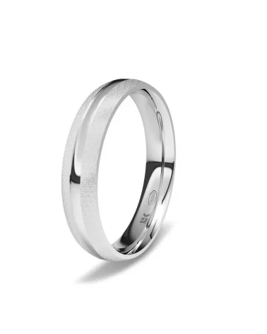 Alianza de boda oro blanco 18k 4mm almendra brillo surco