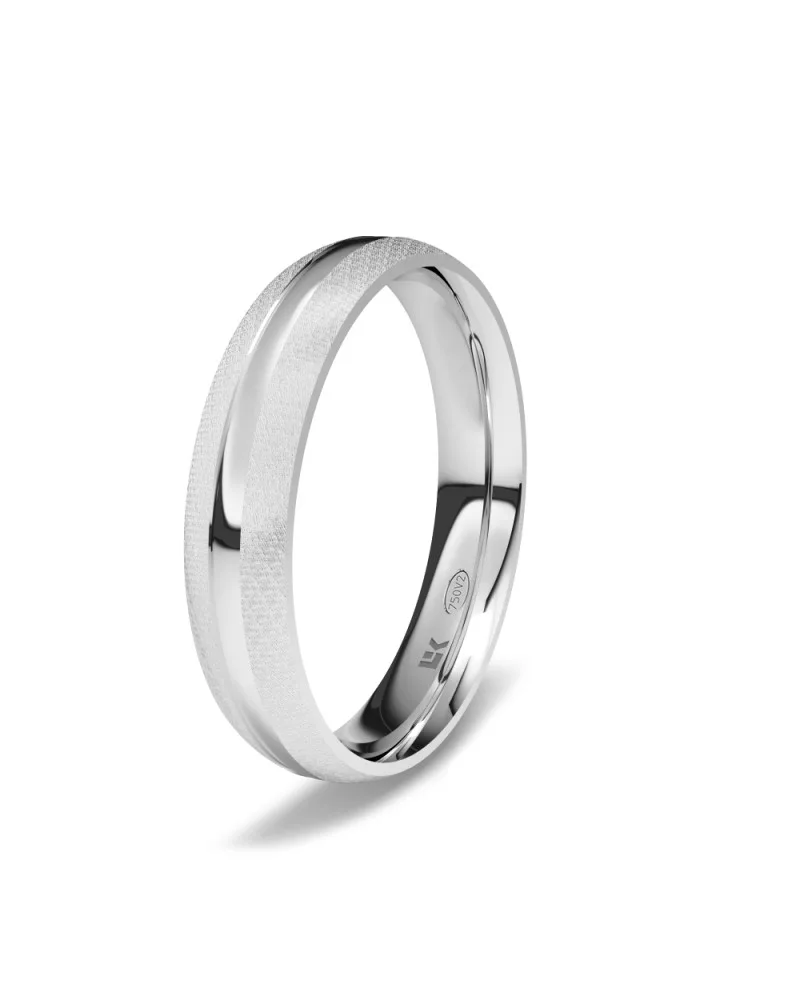 Alianza de boda oro blanco 18k 4mm almendra brillo surco