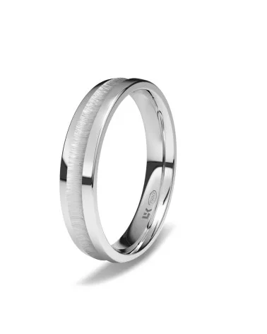 Alianza de boda oro blanco 18k 4mm semi-plano brillo