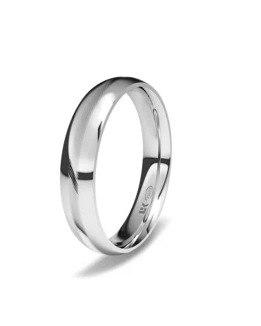 Alianza de boda oro blanco 18k 4mm almendra brillo Mojácar