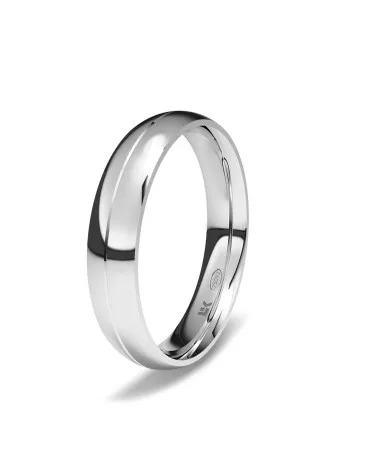 Alianza de boda oro blanco 18k 4 mm almendra con surco