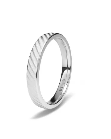 Alianza de boda oro blanco 18k 3mm semi-plana roses