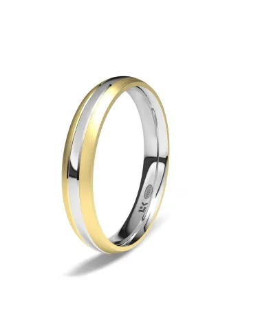 Alianza de boda oro tricolor 18k 3,5 mm almendra seda