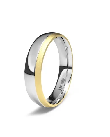 Alianza de boda bicolor oro blanco 18k 4,5 mm almendra brillo