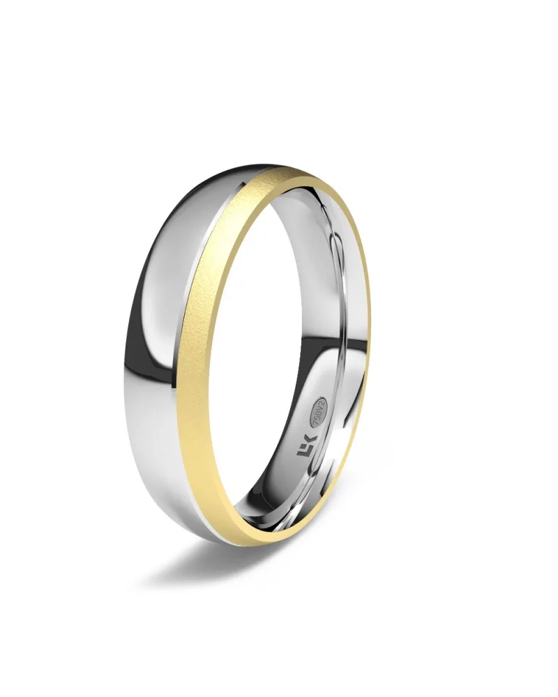 Alianza de boda bicolor oro blanco 18k 4,5 mm almendra brillo